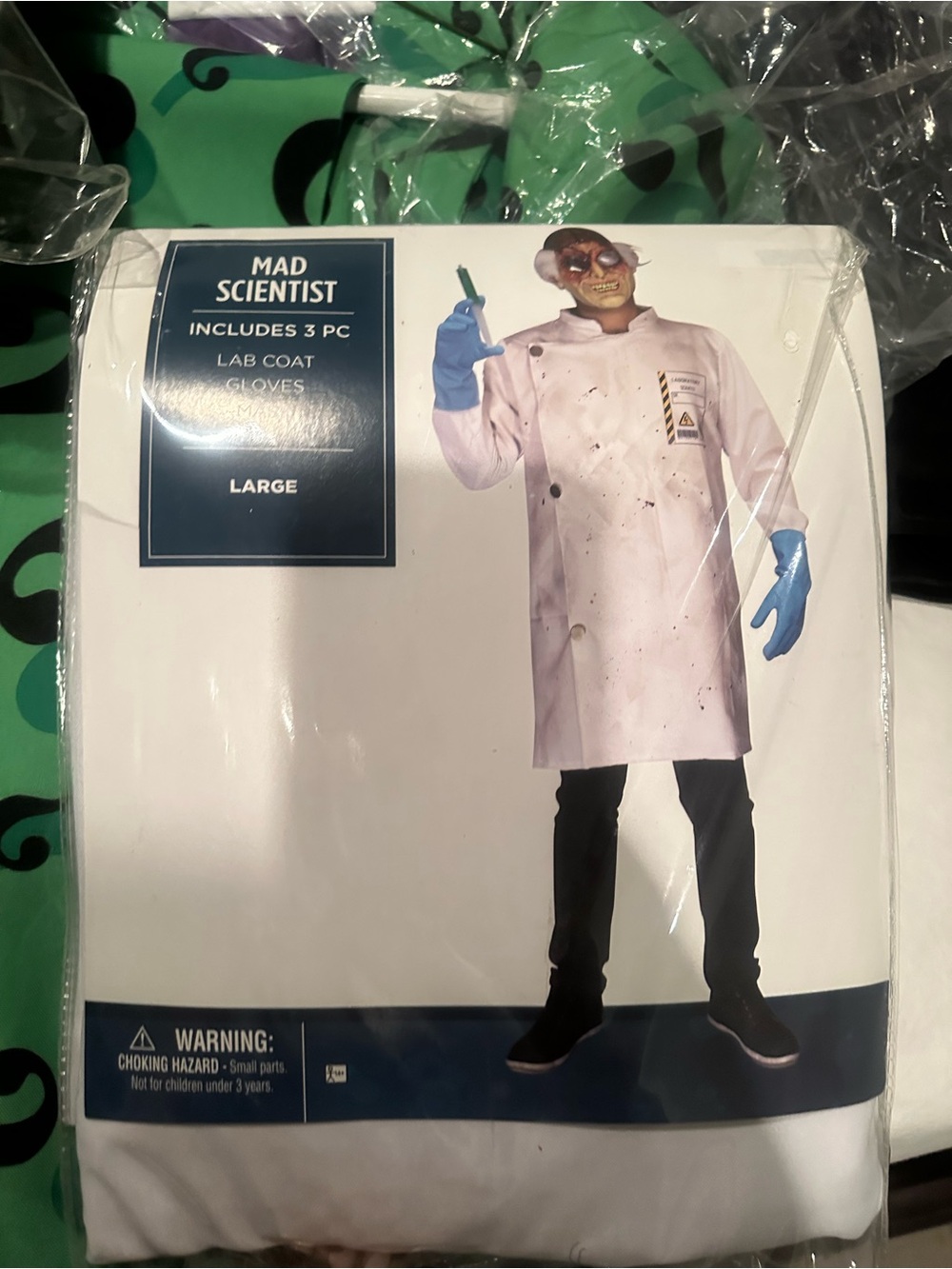 Costume Set - White Lab Coat with Blue Gloves Halloween adult